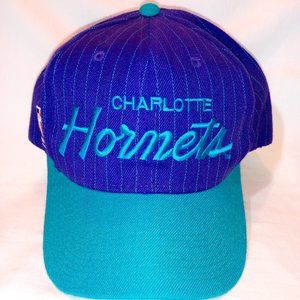 Vintage NBA Charlotte Hornets Teal and Blue Pinstripe Ball Cap